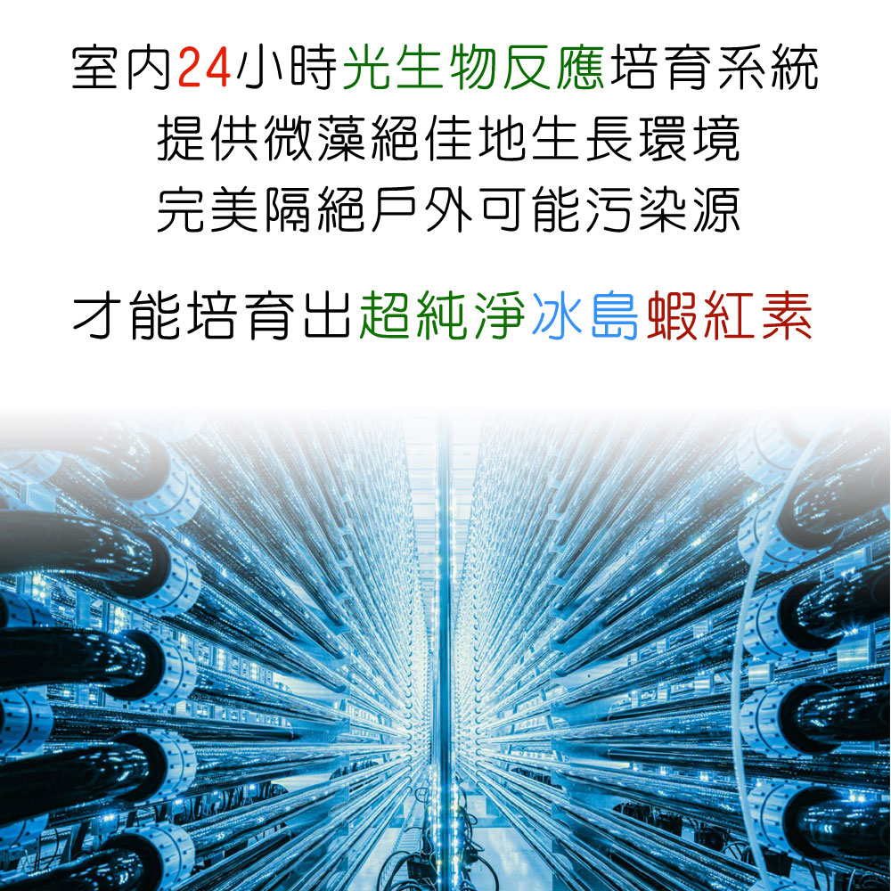 Astalif 蝦紅素-室內密閉式24小時光生物反應培育系統